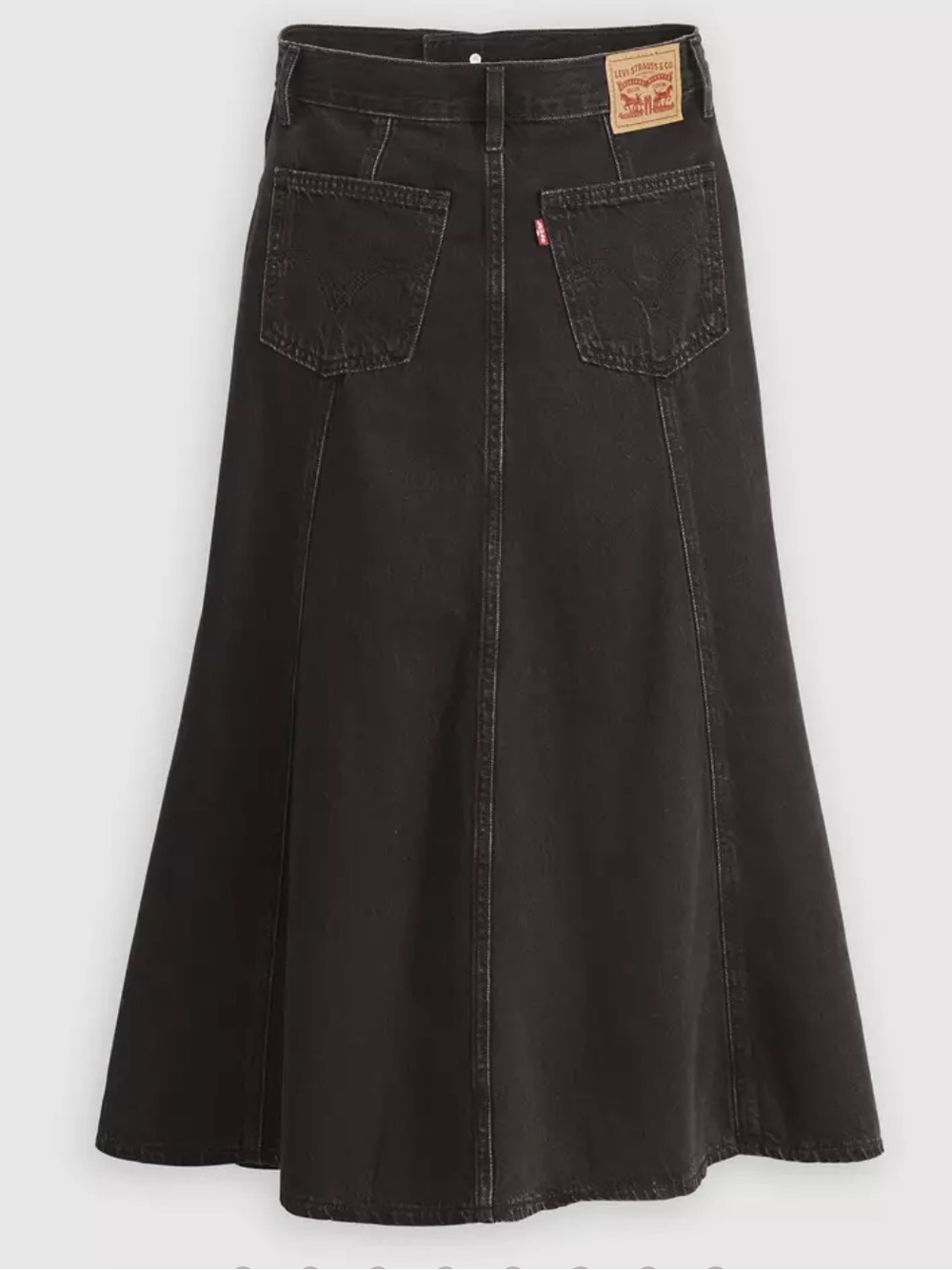 Levi’s Denim Fit & Flare A-line Black Midi Jean Skirt 33 16